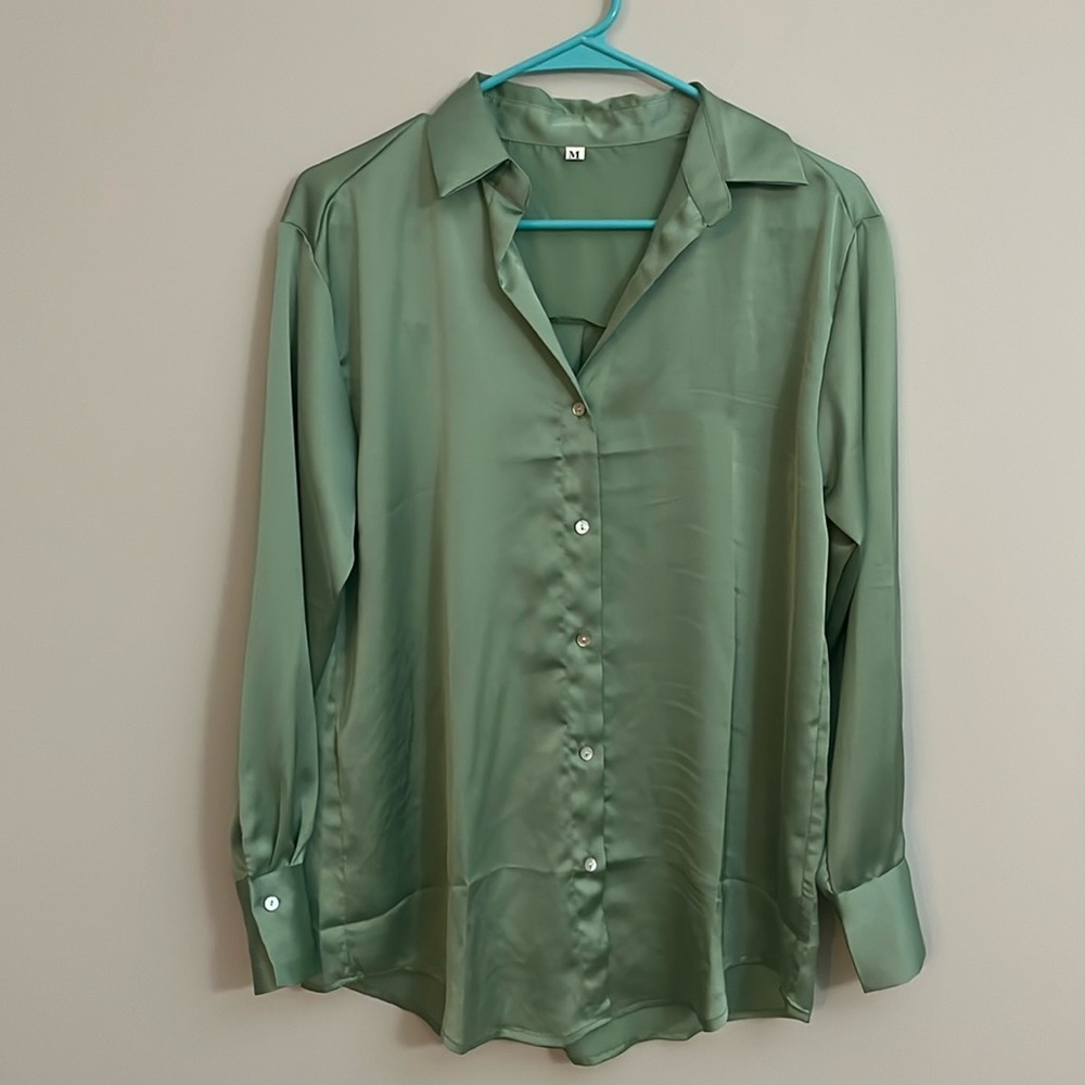 SHEIN Green Button Down Shirt